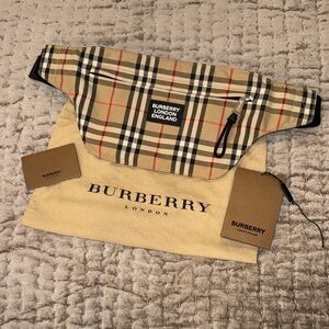 Burberry LONDON ENGLAND Beige and Black Check Belt Bag